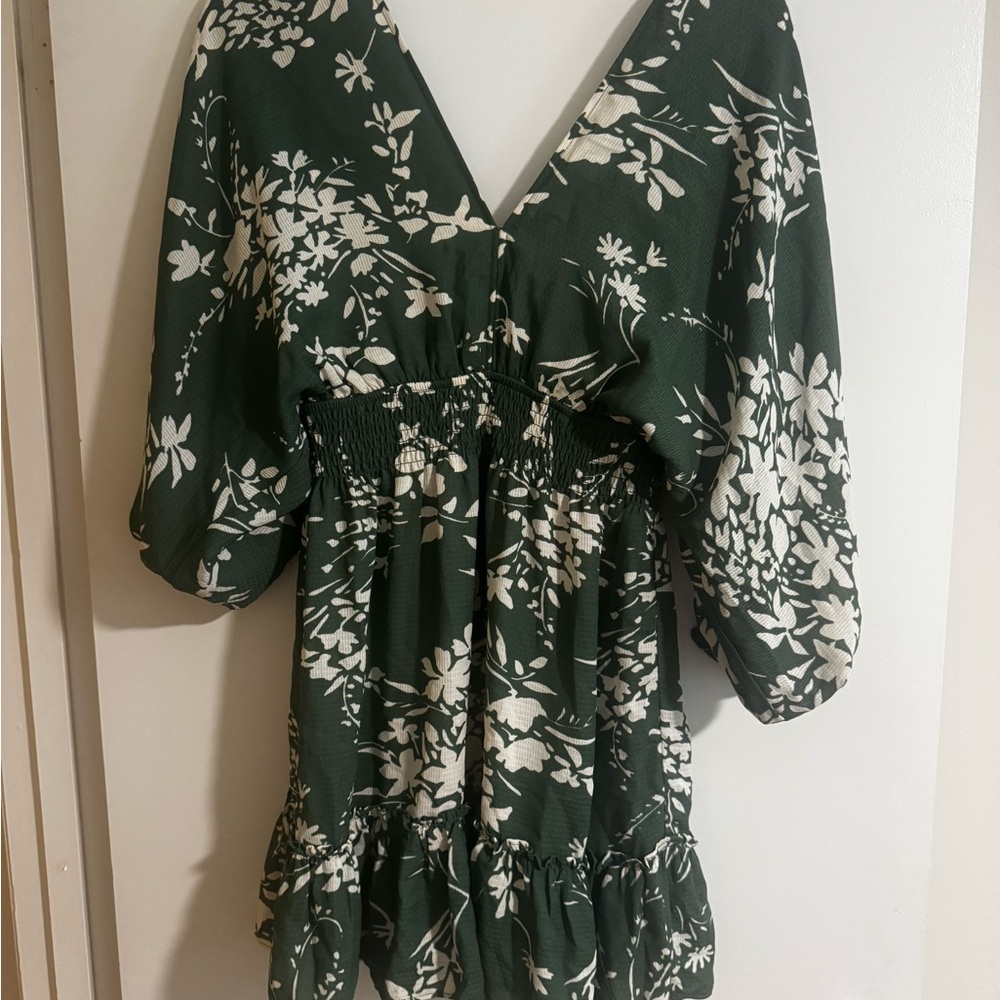 Lovestitch Green and Cream Floral Dress
